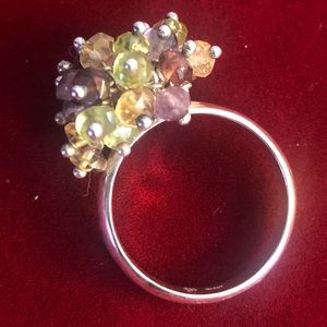 CHA CHA INDIA MULTI COLOR GEMSTONE STERLING SILVER 925 RING